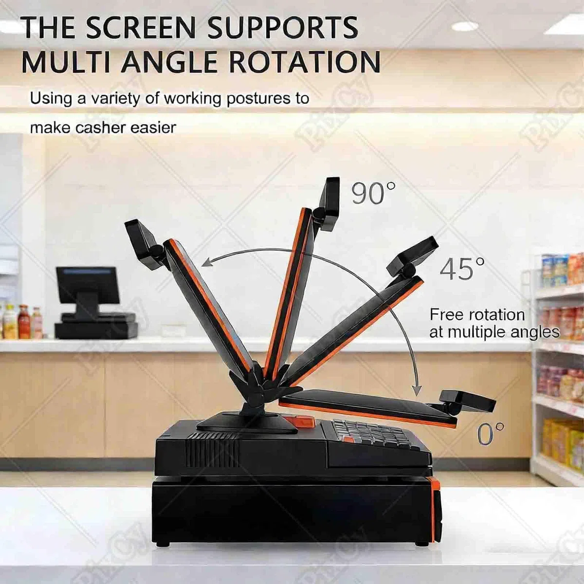 PixCy Tpv Tactil Hosteleria, Caja Registradora con Ticket,15,6" Doble Pantalla + Impresora Térmica + Escáner Portátil,Gestión Pedidos + Pago Cobro,Restaurante/Bar,Comerciantes Double