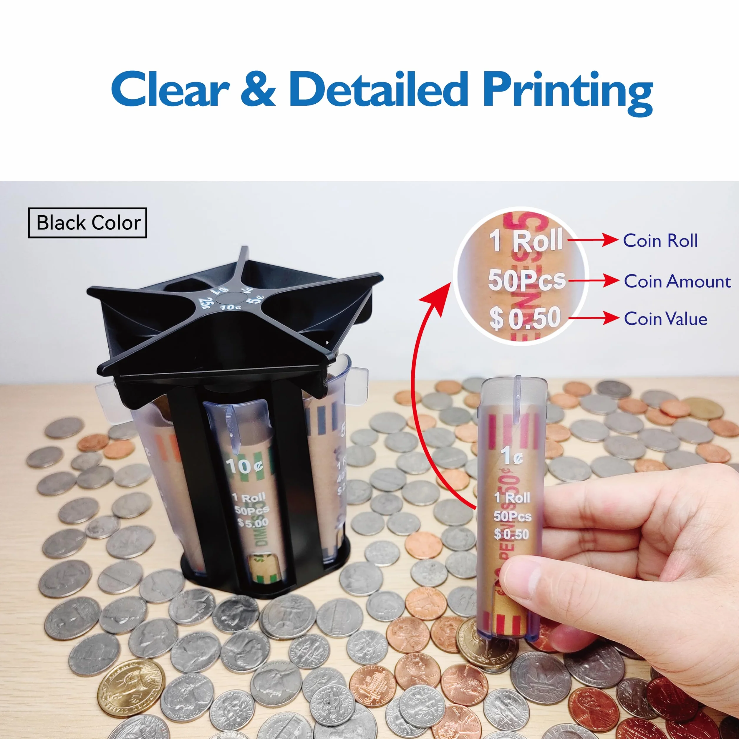 Clasificador de monedas 5 en 1 contador organizador con soporte y envoltorios
