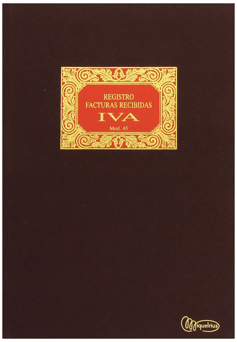 Miquelrius - Libro de Contabilidad, Clase R, Folio Natural 215 x 315 mm, Rayado Facturas Recibidas (I.V.A.), 100 Hojas de 102 g/m², Forrado en Tela, Lomo Engomado