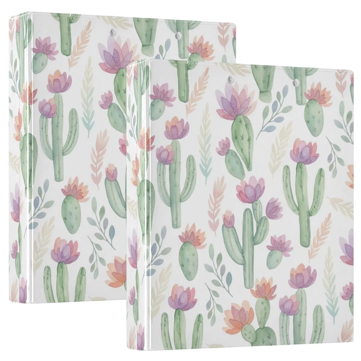 Carpeta de 3 anillos de flores de acuarela pastel de 1.5 pulgadas, carpeta de anillos en D, paquete de 2 | Con portapapeles y bolsillos, para escuela, universidad, oficina