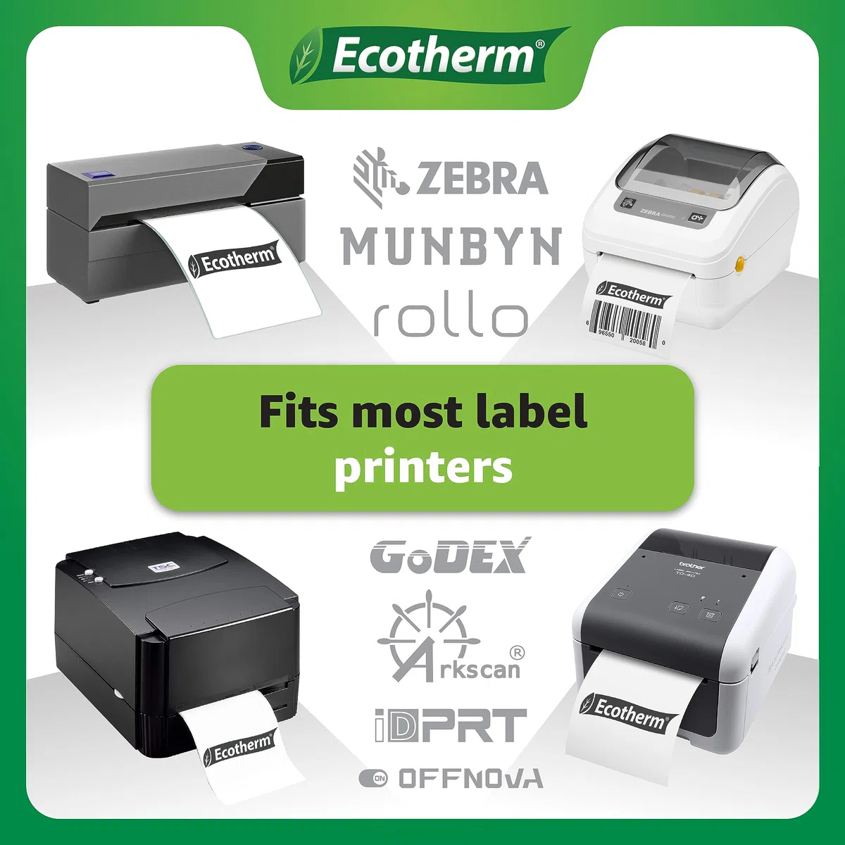 6 rollos de papel térmico directo para Zebra LP2844, GC420, GK420, GX430, ZD220, ZD420, ZD500, ZD620, ZP-500, GT800