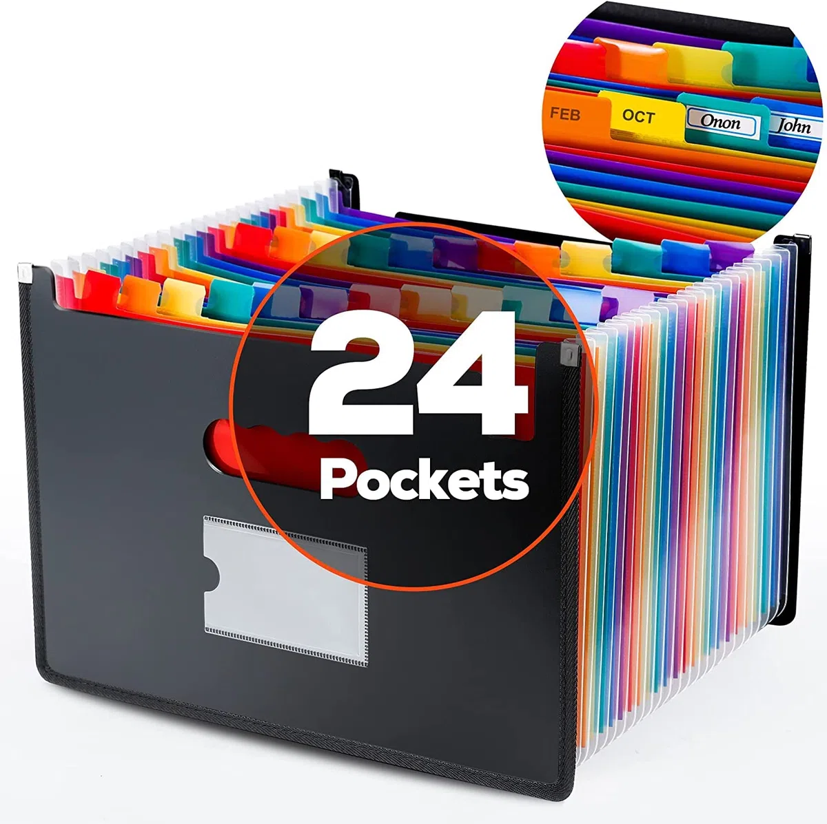 Organizador de archivos de acordeón ultra grande con pestañas y calcomanías, tamaño legal/carta/papel A4, 24 bolsillos, carpeta expandible, organizador de documentos importante, almacenamiento de