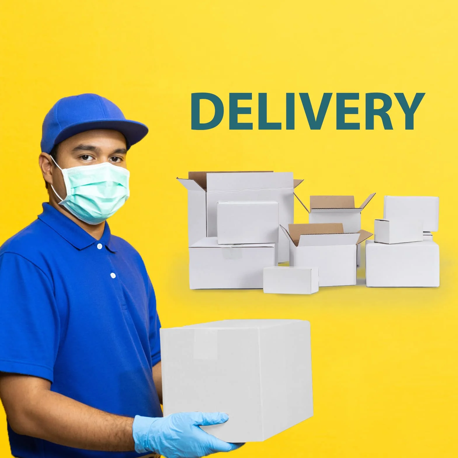 EYMPEU Cajas de Cartón 20,4x15,3x15,3cm Con Tapa, Pack 40 Cajas Pequeñas Onduladas, Blanco