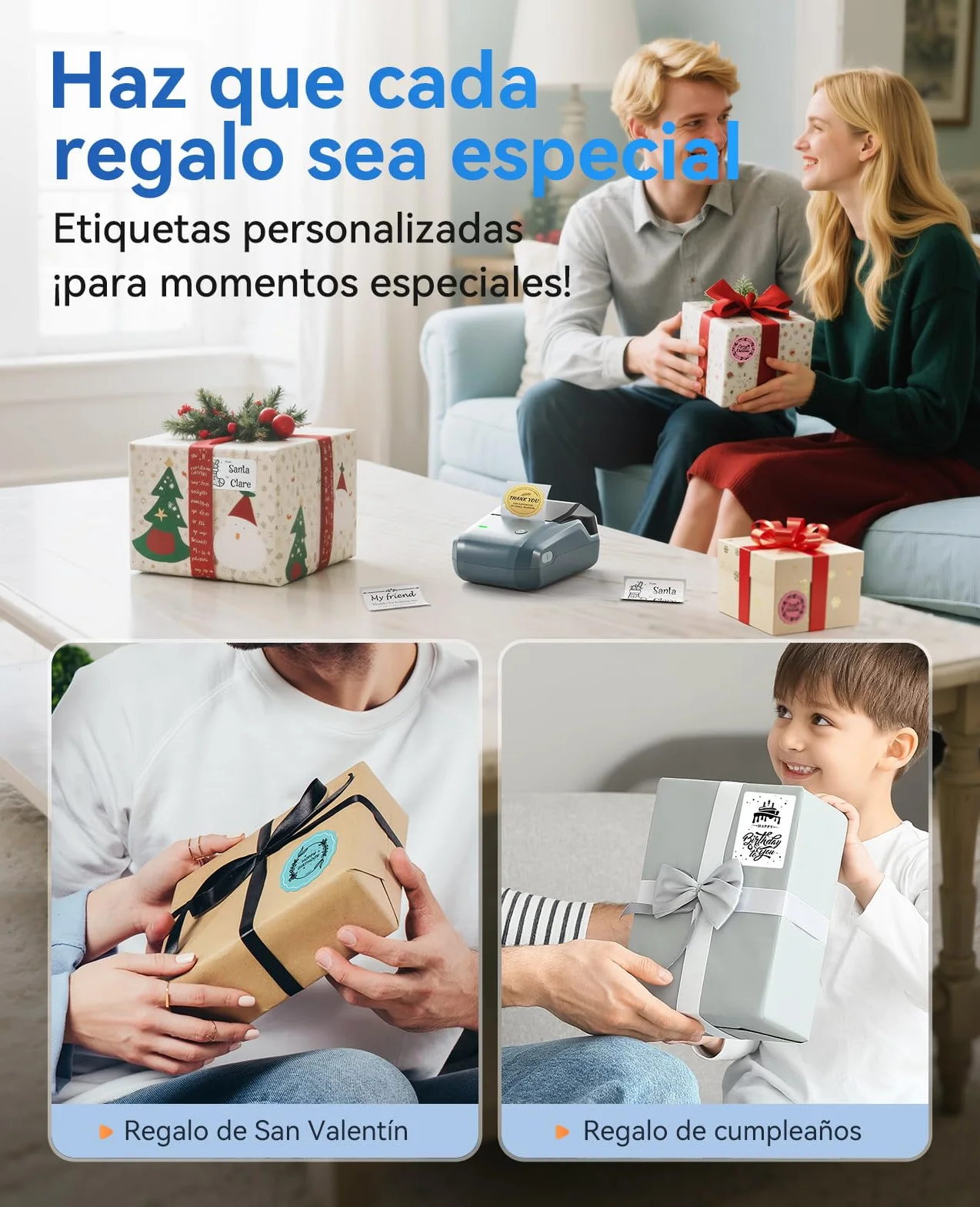 NIIMBOT B1 etiquetadora con 4 Rollos de Papel de Etiquetas