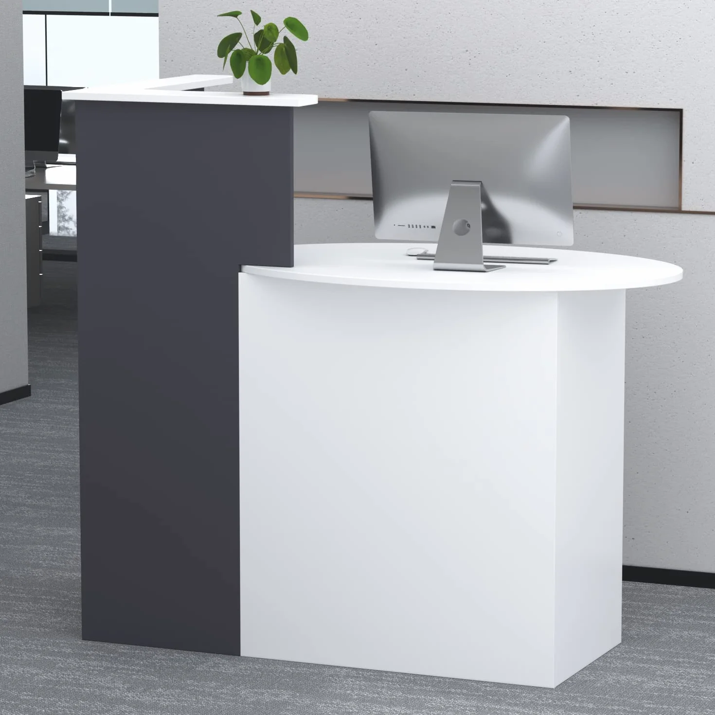 Mesa de Oficina Mueble Recepción Mostrador Basic MDF 40 x 121 x 110 CM Blanco y Negro