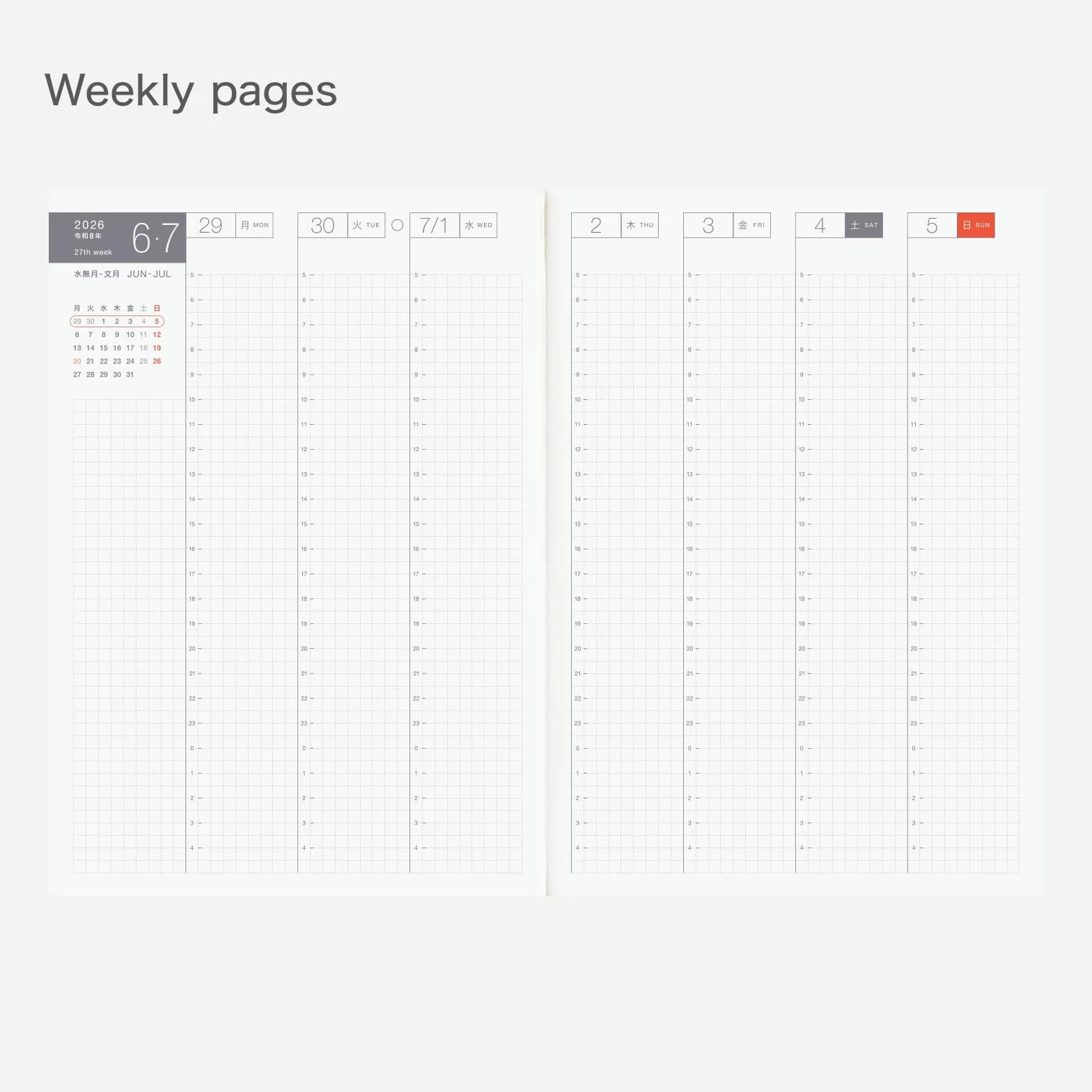 Hobonichi Techo 2026 - Libro para primos - A5, japonés, diario, semanal, inicio de enero, inicio de lunes, planificador
