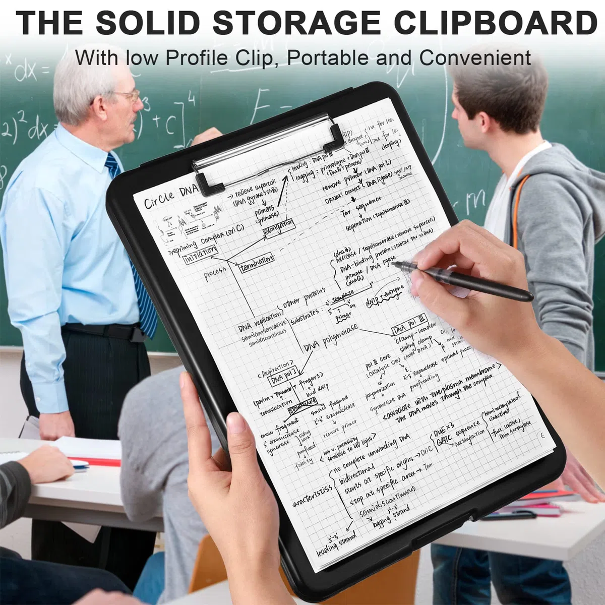 Geyee 8 portapapeles con almacenamiento tamaño carta, portapapeles plegables de enfermería con soporte para bolígrafos, tablero de plástico con clip de perfil bajo para estudiantes, profesores,