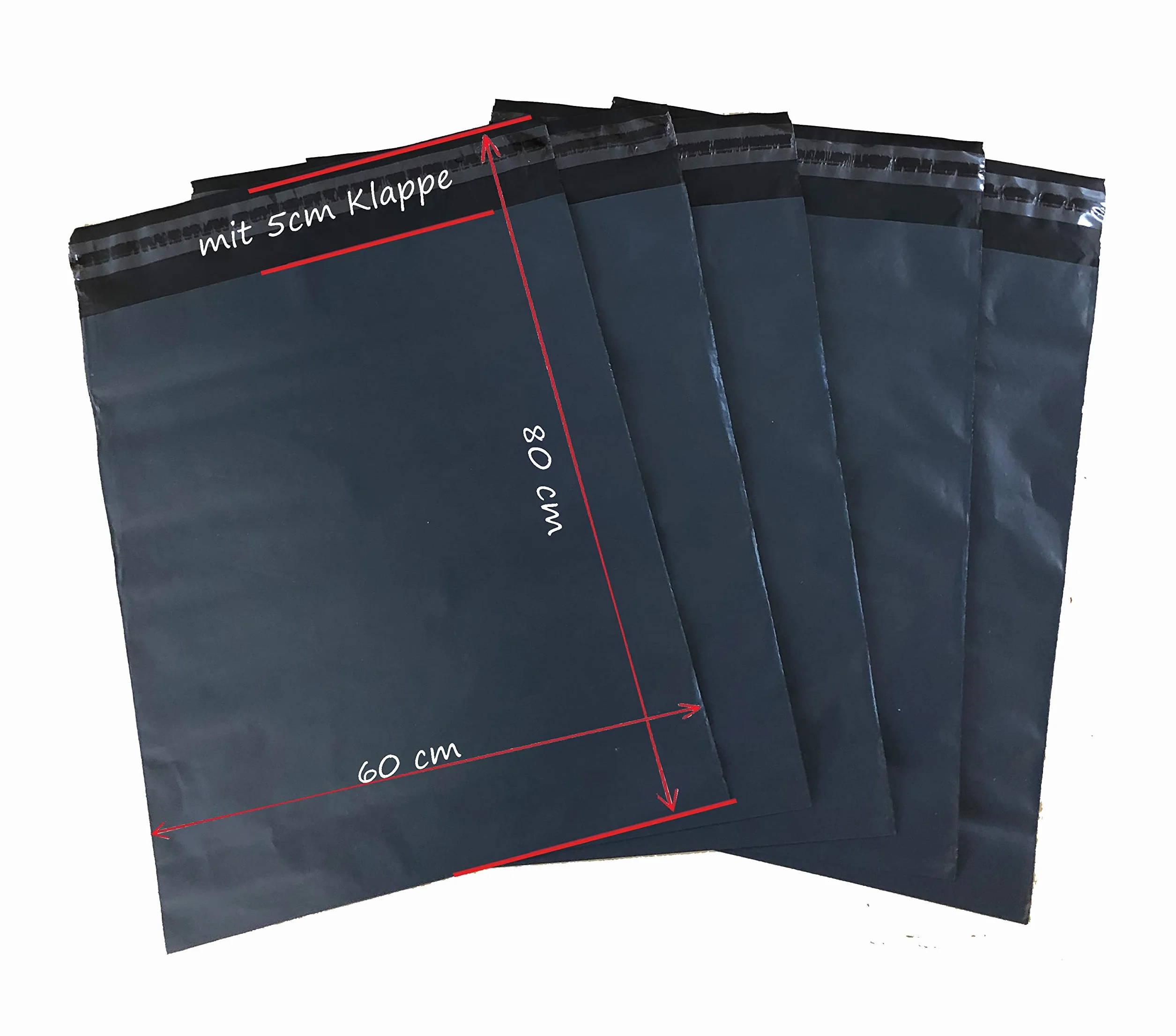 100 bolsas para envío, 60 x 80 cm, color negro, extragruesas, autoadhesivas, resistentes