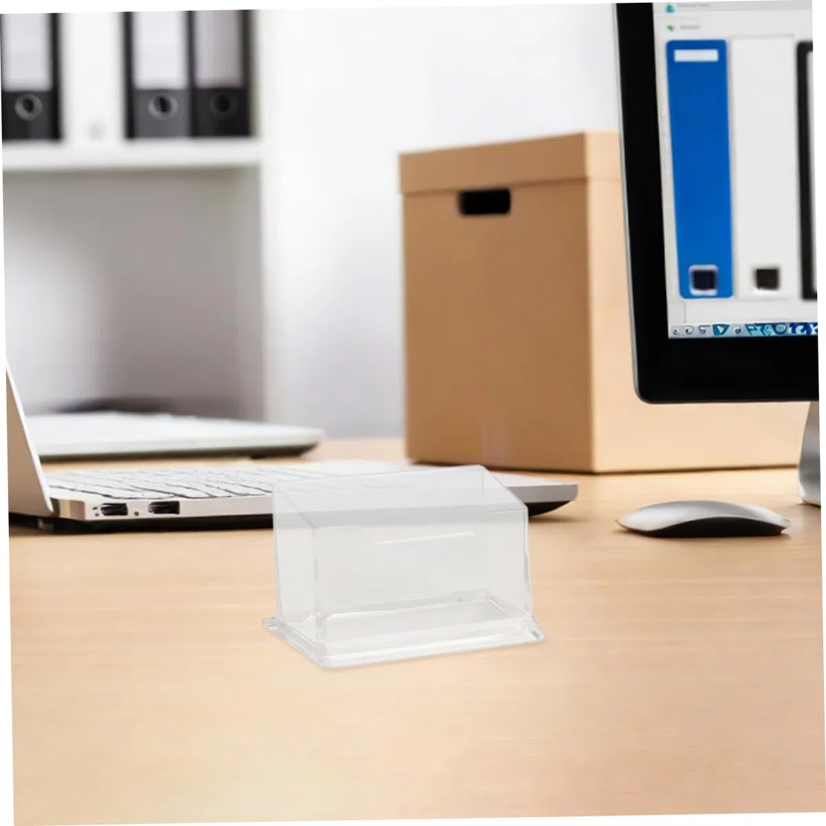 Tarjetero de Escritorio Transparente de Abs, 10 Piezas | Expositor para Mesa, Organizador de Tarjetas de Visita, Uso en Reuniones Clientes y Recepción
