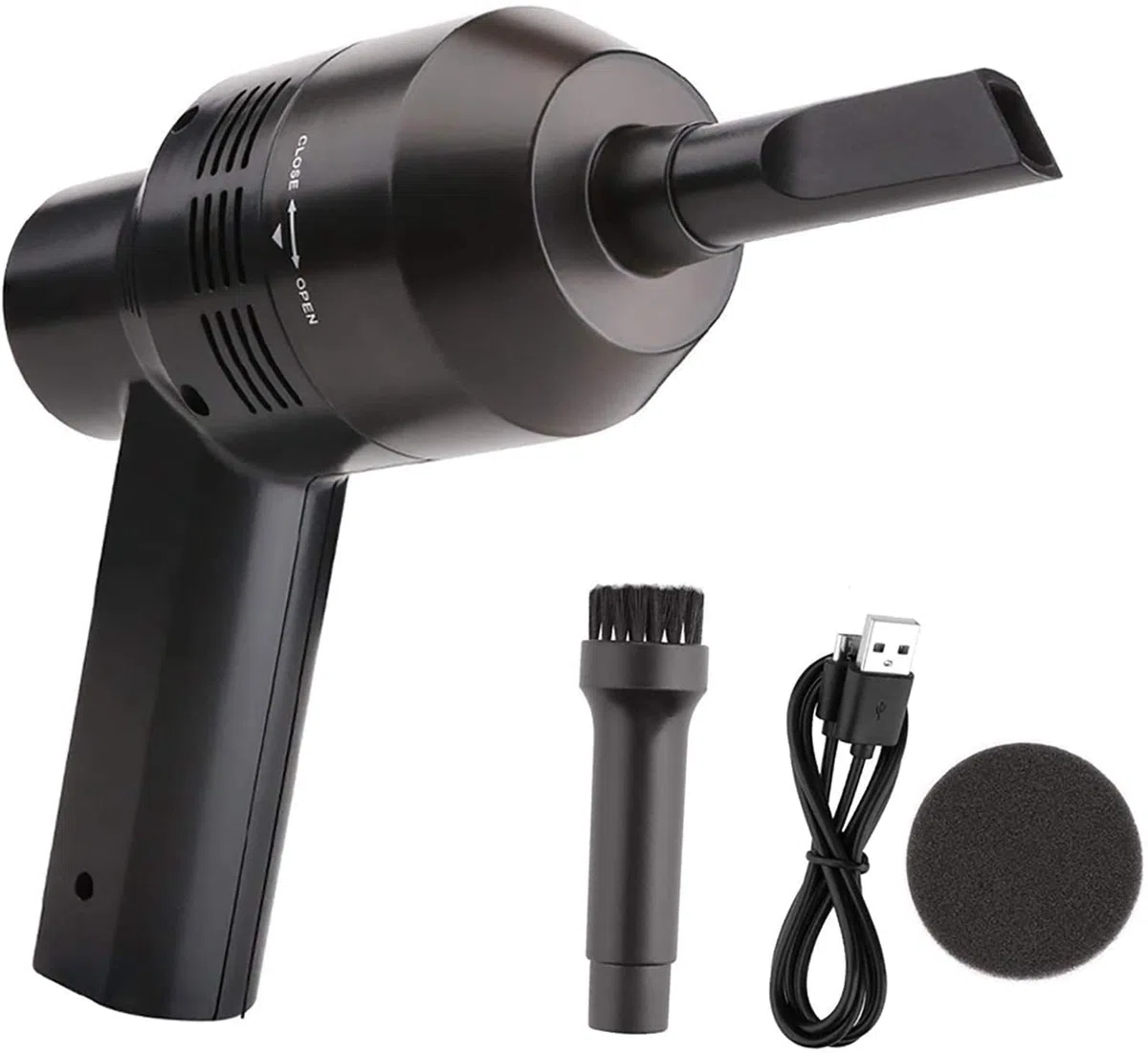 Mini Aspirador de Teclado USB de Mano, Kit de Aspireadora Recargable para Ordenador, Limpiador Eléctrica Portátil con Esponja para Teclados de PC, Aspiradora de Teclado para Limpiar Polvos(黑色)