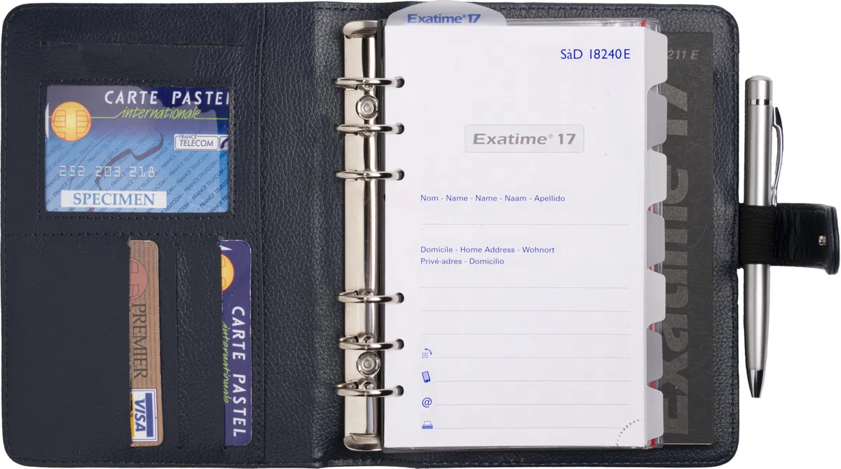 Exacompta Exatime 17 Baltique - Agenda flip (1 semana en 2 páginas, cuero ecológico), color azul