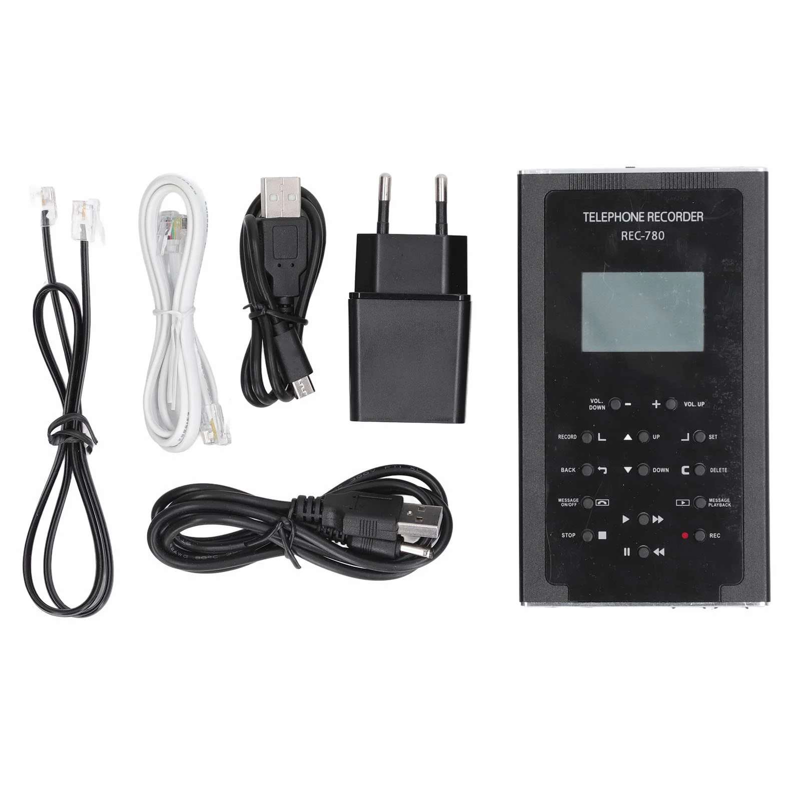 Yunseity Grabadora Telefónica, con Almacenamiento Integrado de 32 GB, Mini Dispositivo Automático de Grabación Telefónica, para Líneas Analógicas/IP/Digitales