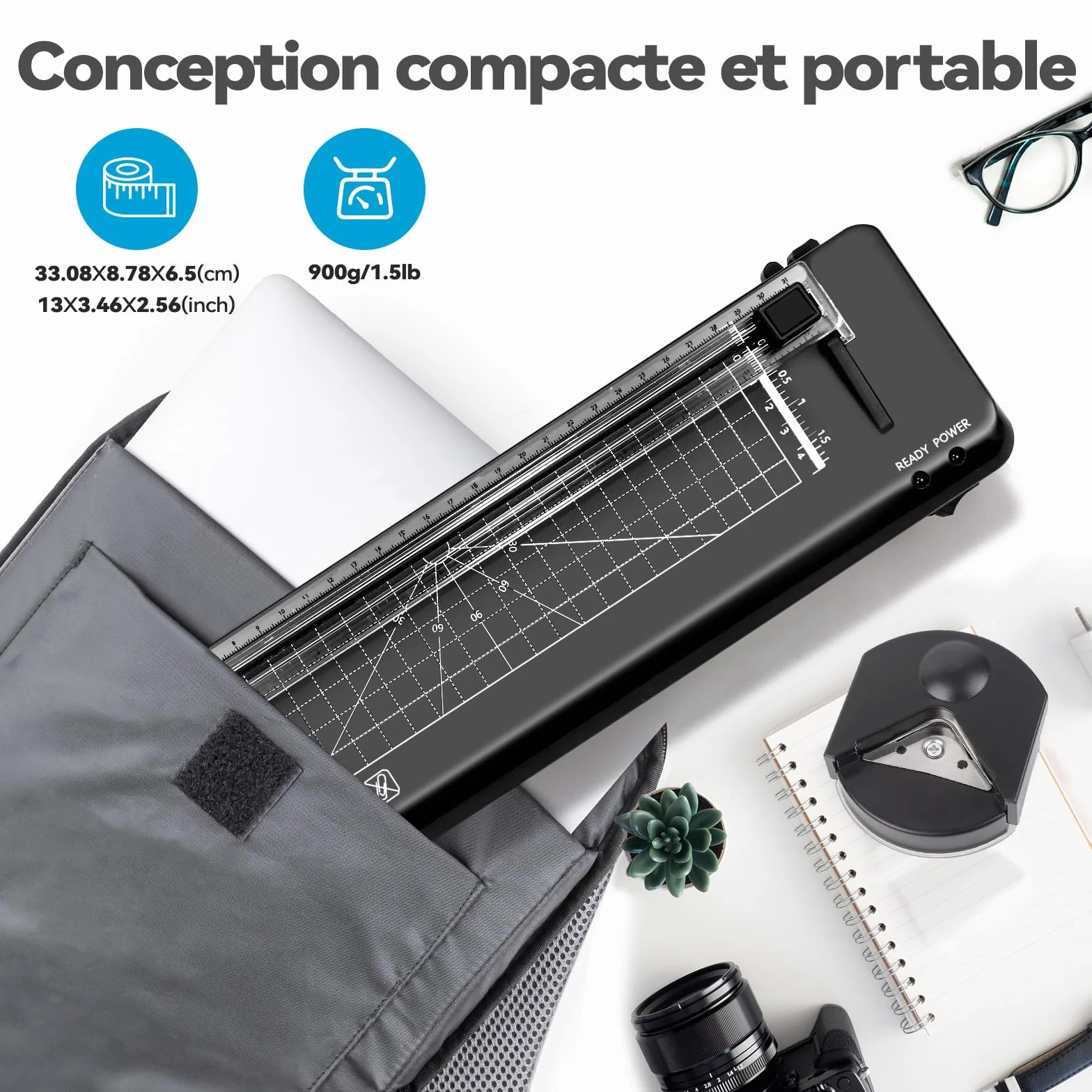 Plastificadora A3 Laminadora en Frío con 40 Bolsas A3 A4 A5 A6, Cortador de Papel y Redondeador de Esquinas, para Oficina, Hogar y Escuela (A3+40 Hojas)