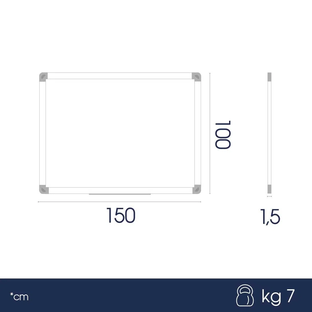Danieli Store - Pizarra Blanca Magnética con Bandeja para Rotuladores 150x100 cm - Pizarra para Pared con Marco de Aluminio con Panel Escribible a Seco y Borrable. Ideal para Oficinas y Escuelas