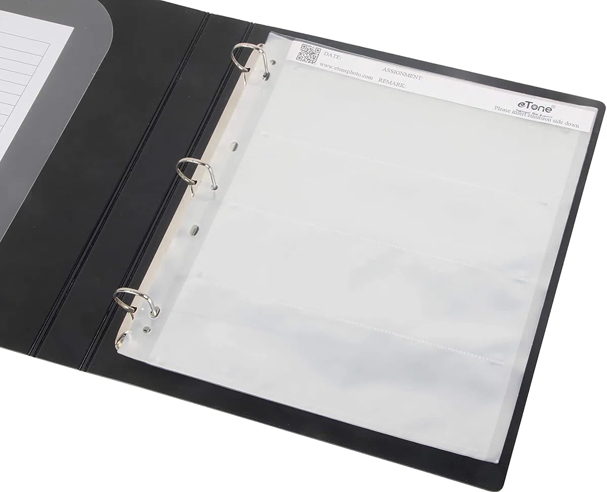 Caja de almacenamiento de archivo libre de ácido película protector de película archivo 3 carpeta con hojas de archivo 120 protección lateral negativa (álbum de películas+50x120)
