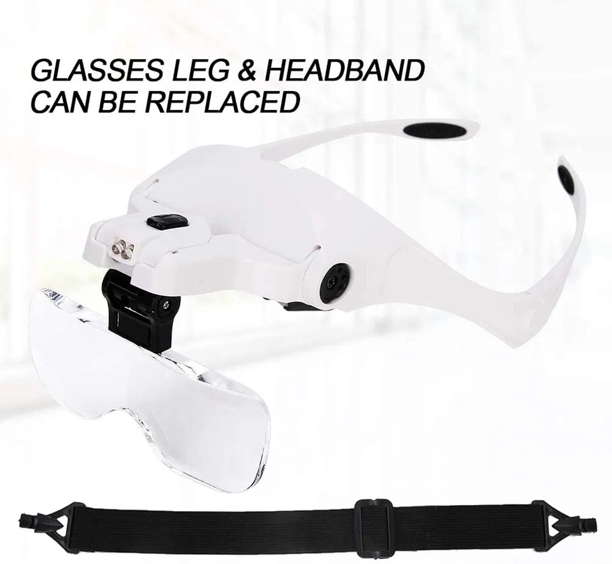 Lupa, Lupas - Diadema para La Cabeza con Luz Led Ajustable, Lupa para Trabajos De Precisión, Lupa De Joyero, Artesanía, Reparación De Relojes, Estabilización