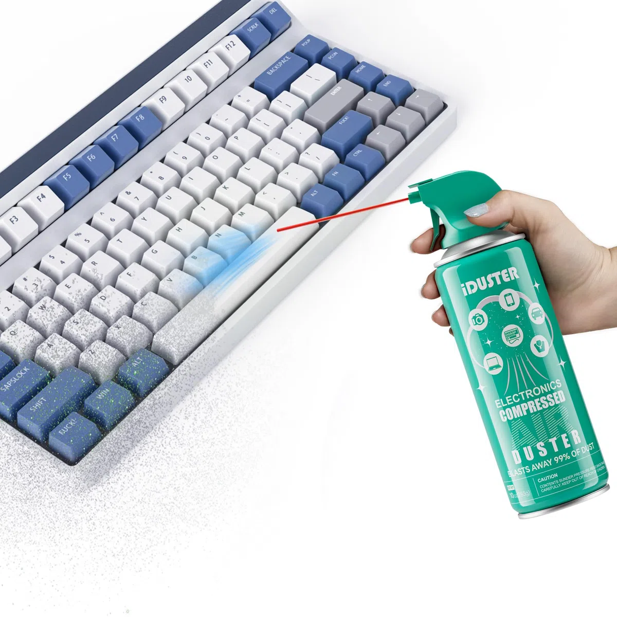 Plumero de aire comprimido para electrónica, limpiador de teclado desechable de 10 onzas, spray de aire para limpieza de computadora