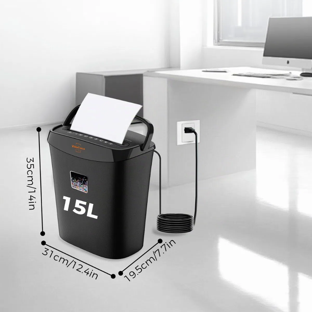 VidaTeco Destructora de Papel para Casa de 10 Hojas Contenedor de 15 L | Trituradora de Papel de Corte Transversal Que Destruye Papel Tarjetas Triturador con diseño de Mango portátil