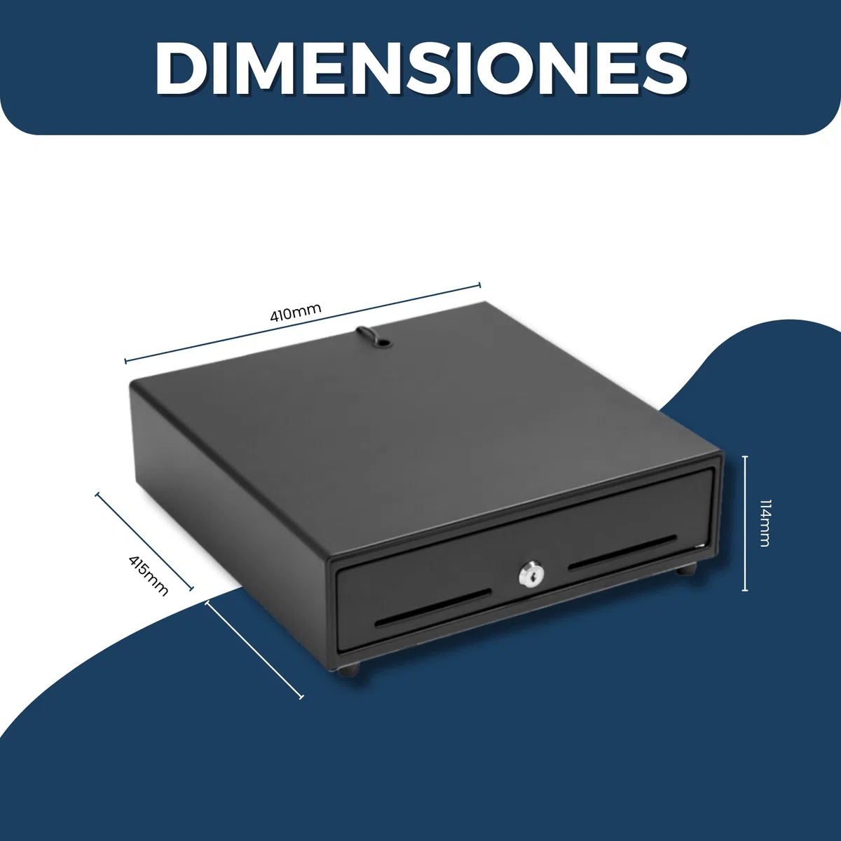 BALSAT | Cajón Portamonedas 410x114x415mm | Caja Registradora Negocio | Organizador Monedas y Billetes |Cajón Dinero automático yManual Negro | Organizador Efectivo | Con llave | Bandeja portamonedas