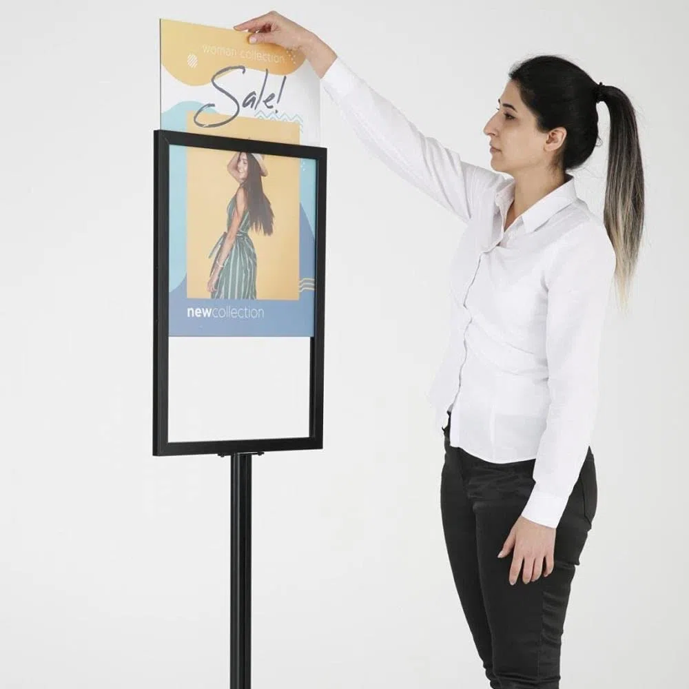 Soporte para carteles en formato DIN A1/A2 (negro, DIN A2)