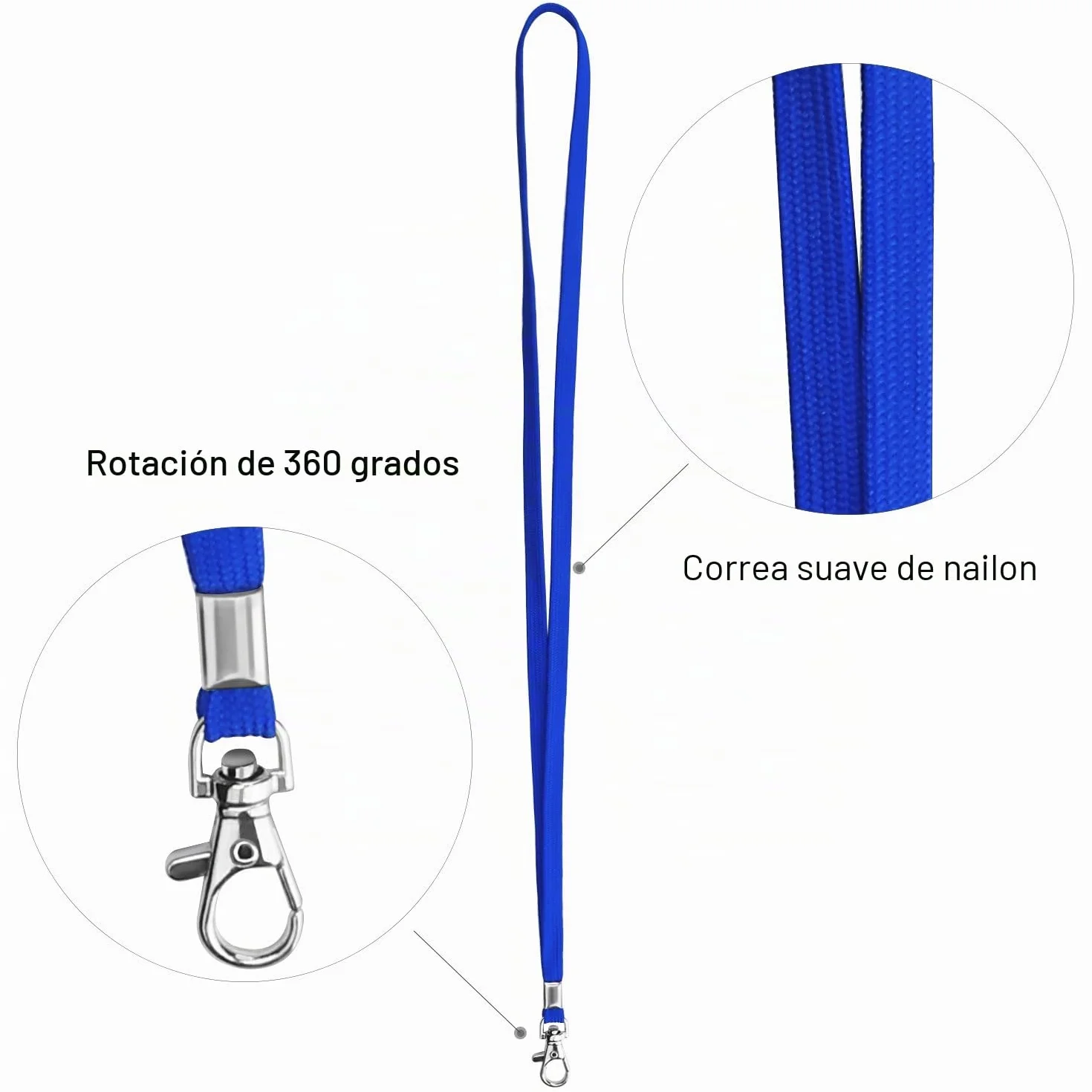 Fushing 100 Piezas De 45cm De La Correa Del Cuello De Acollador Con El Corchete Del Eslabón Giratorio Para Las Tarjetas De La Identificación, Insignias, Llaves, Empleados, Estudiantes, etc (azul)