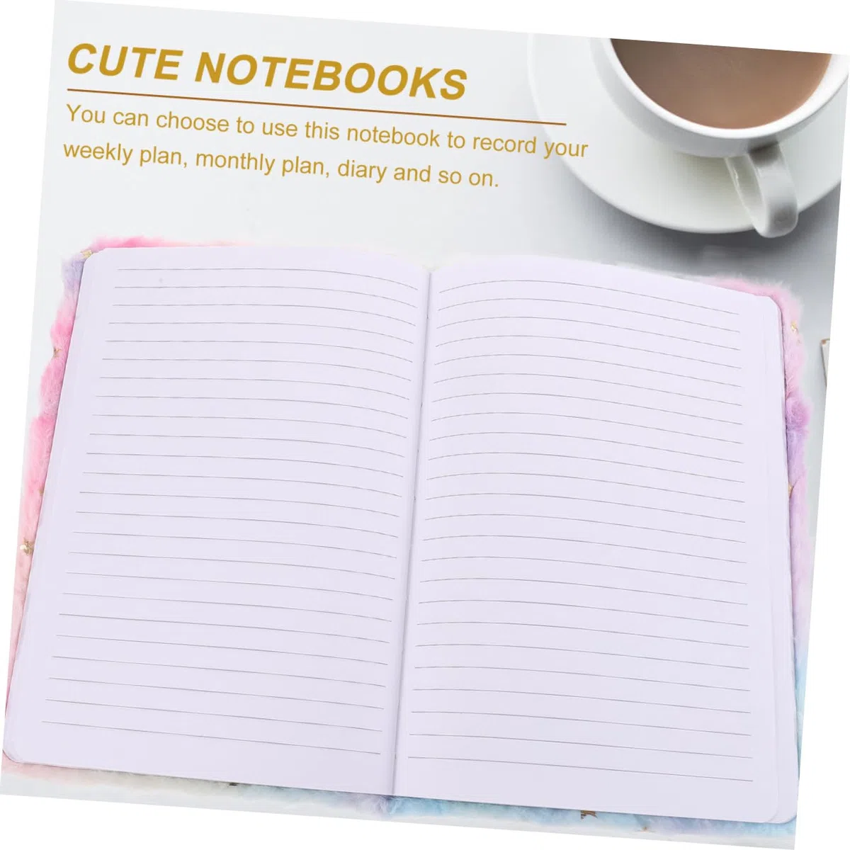 DOITOOL 3 Piezas Cuaderno con de Peluche Diseño Estrella Degradada Portátil y Adorable para Estudiantes y Diario Personal