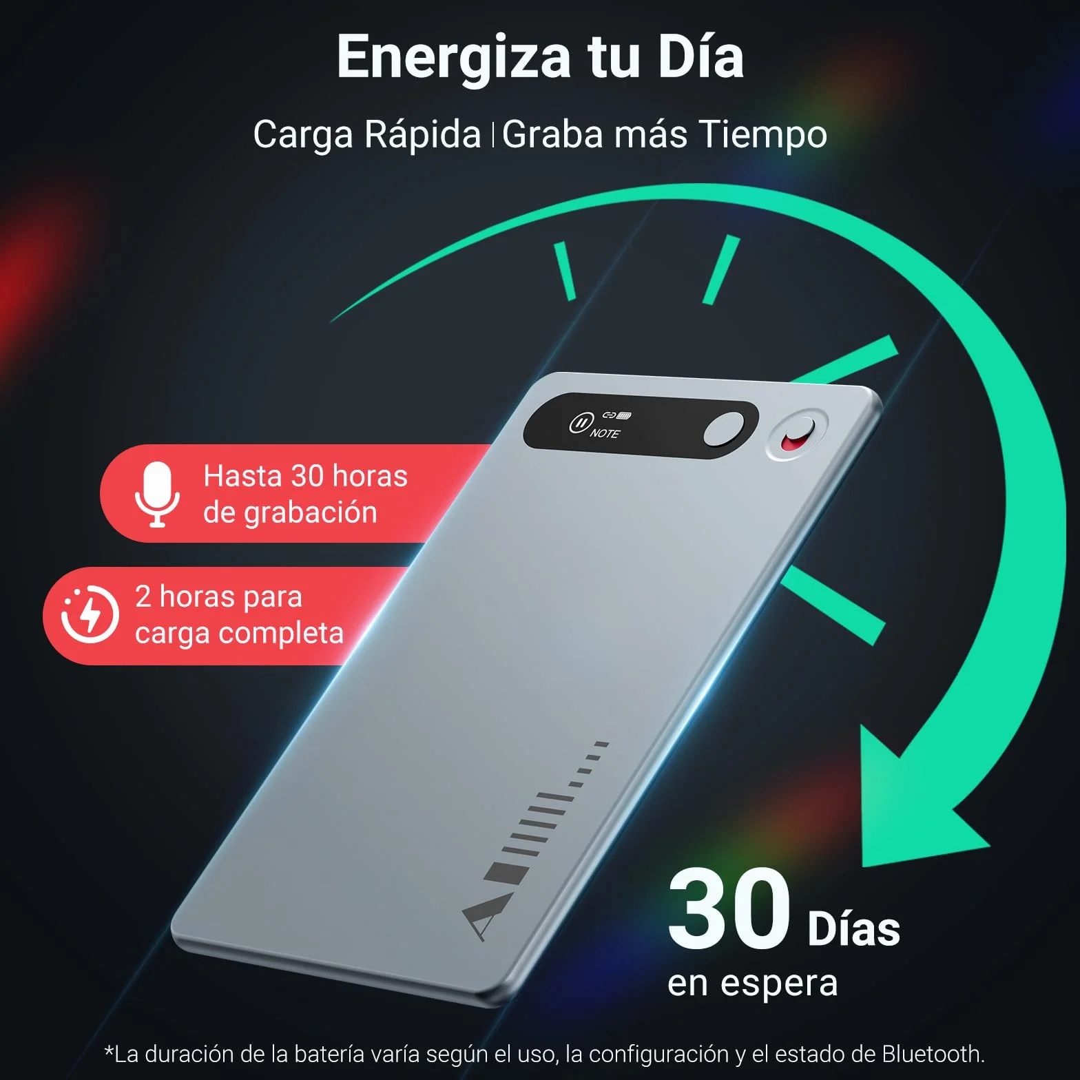Grabadora de Voz IA 64GB Transcripción Inteligente 81 Idiomas Bluetooth 5.3