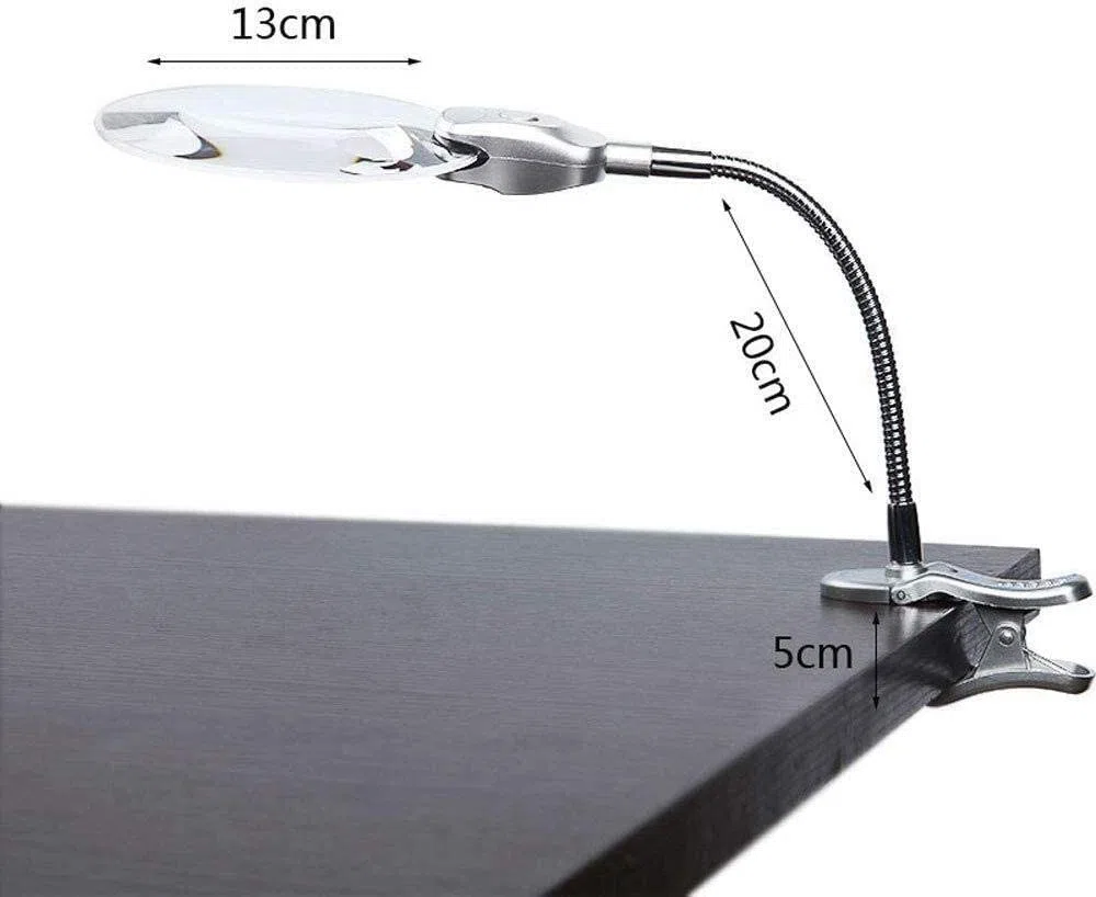 Lupa de Escritorio, Lupa iluminada para Lectura de Ancianos, Reloj HD, reparación de Espejo Grande, Lupa para niños con luz LED