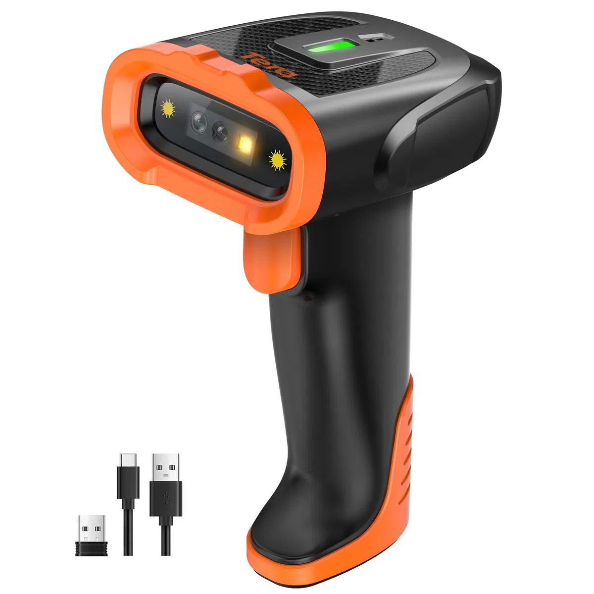 Tera Escáner de Códigos 2D QR inalámbrico Bluetooth, 1D/2D, 2.4G, batería 2200mAh con indicador, Lector portátil con Cable USB 1,5 m para almacén y Biblioteca D5300