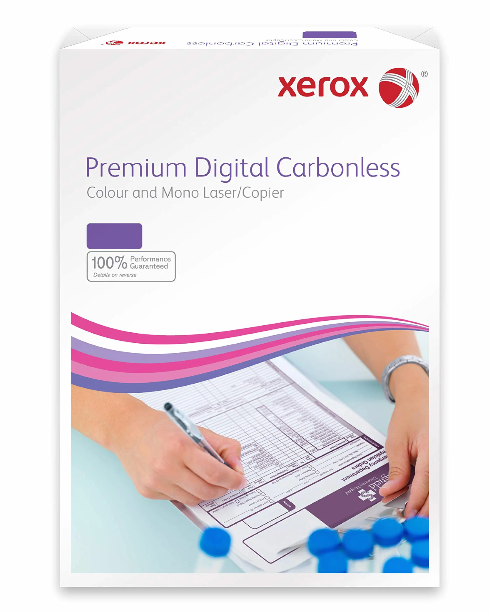 Xerox NCR - Papel autocopiativo para impresoras láser y fotocopiadoras (167 hojas, 3 capas, libre de carbono), color blanco, amarillo y rosa