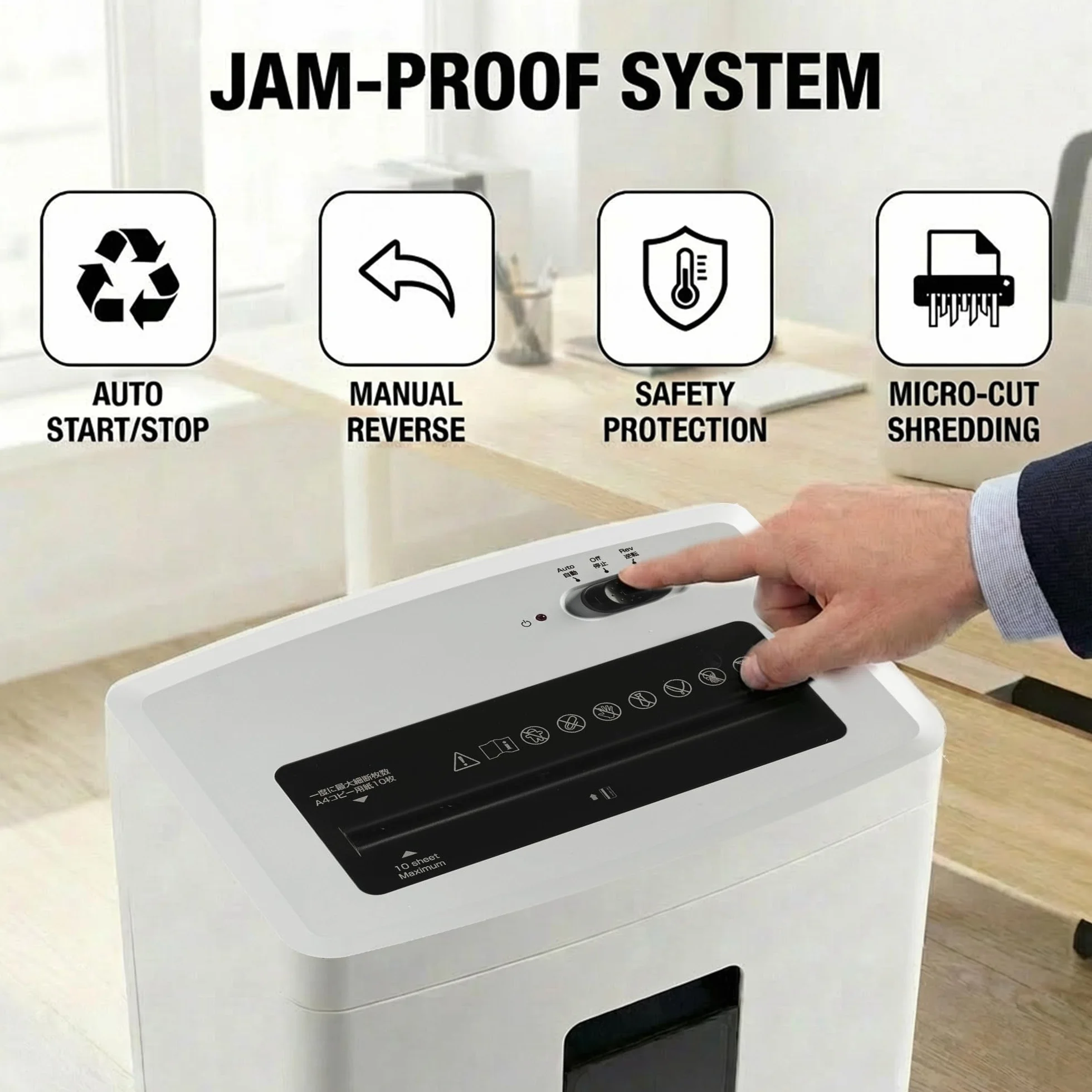 Destructora Papel Profesional Oficina: 10 Hojas Trituradora Microcorte P-5 Tarjetas de Crédito/Grapas/Documentos Anti-Atascos Papelera 18L en Casa Estudio Escuela Sala Reuniones