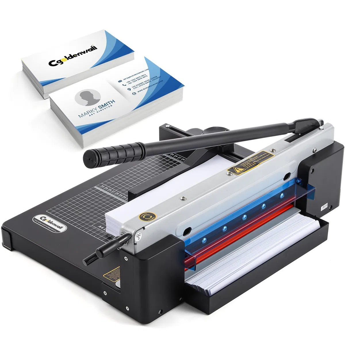 CGOLDENWALL Guillotina de Papel Profesional A4, Corte para 400 Hojas | Posicionamiento mediante Línea Roja, Cuchilla HSS para 4 cm de Grosor de Corte Máx., para Oficina, Producción, Cuero y Tela