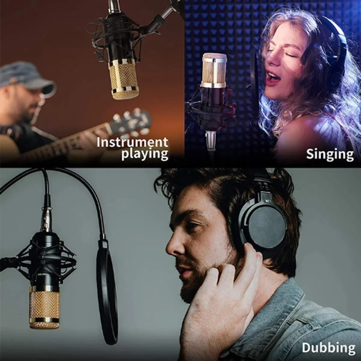Equipo de Grabación de Estudio Tarjeta Sonido Streaming con Soporte Y | Equipo De Transmisión En Kit Micrófono Fácil para Streaming, Accesorios Audio Suministros Equipo Grabación