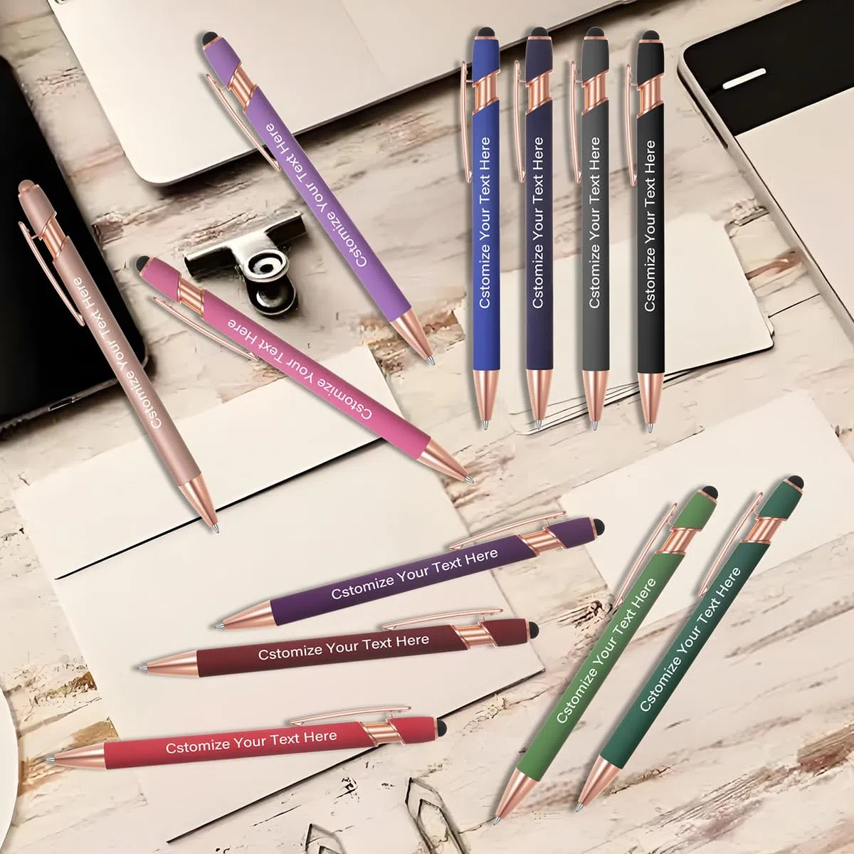 50 Piezas Bolígrafos Personalizados con Puntas de lápiz para los Negocios Bolígrafo Grabado Personalizado a Granel con el Nombre de Texto Personalizado Bolígrafo con Tinta Negro