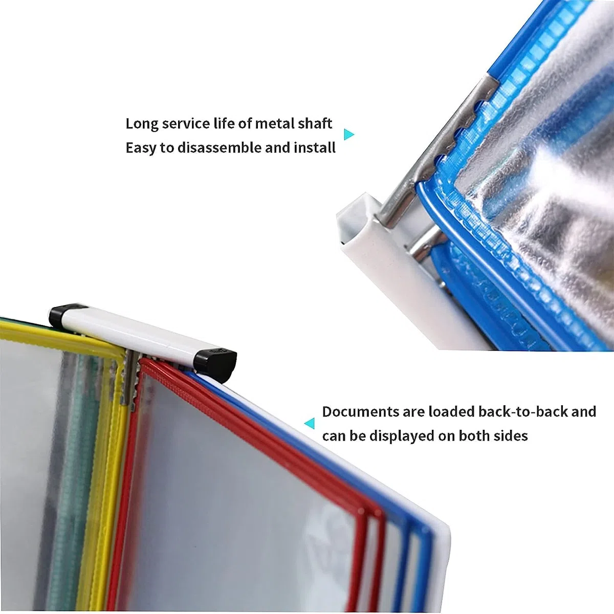 Portadocumentos de pared, Sistema de visualización de panel de doble cara de 10, carpeta montada en la pared, archivador que pasa páginas, tamaño A4/carta, utilizado for mostrar menús/catálogos/inform