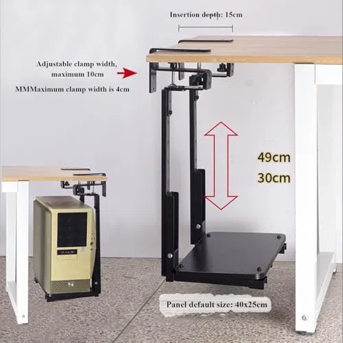 Soporte de PC resistente para debajo del escritorio: soporte ajustable para computadora con almohadillas protectoras, garantiza una excelente circulación del aire, soporta hasta 66 libras