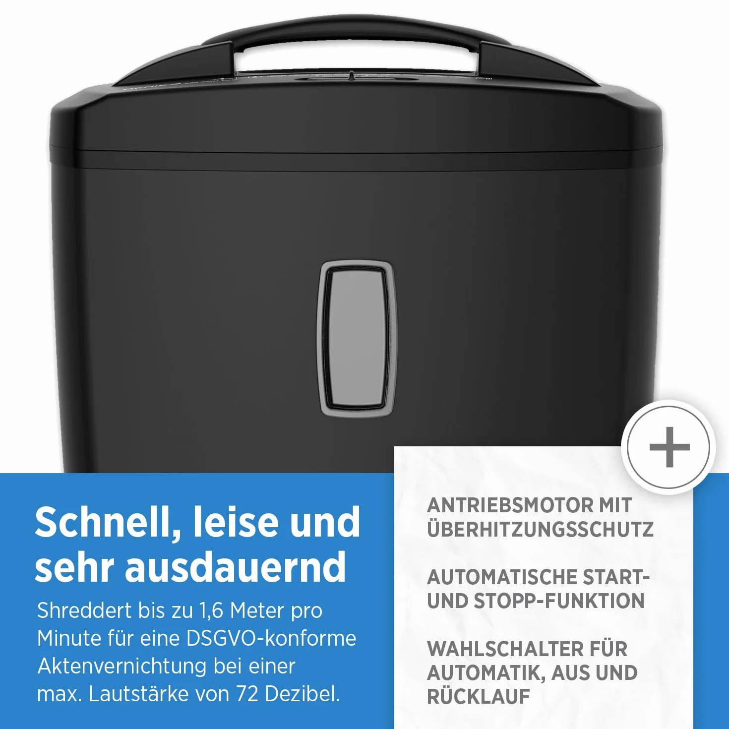 Genie 580 XCD Plus - Destructora de Documentos, Corte Transversal, Capacidad para 10 Hojas, Destrucción de CD, Contenedor de Residuos de 21 litros, Nivel de Seguridad P4, Negro