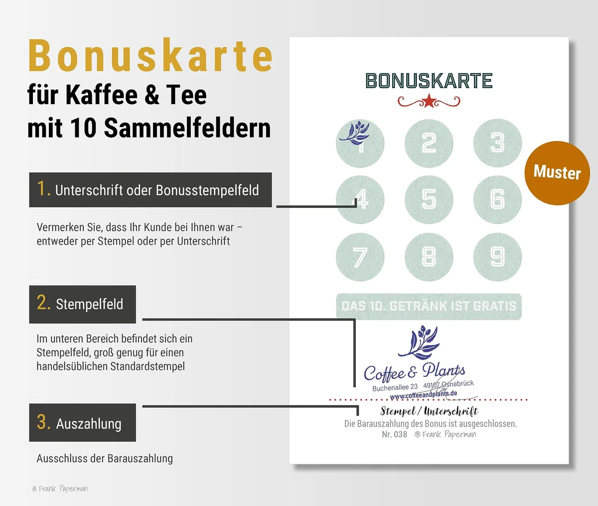 500 tarjetas de bono para café, restaurante, panadería, café, regalo, fidelidad