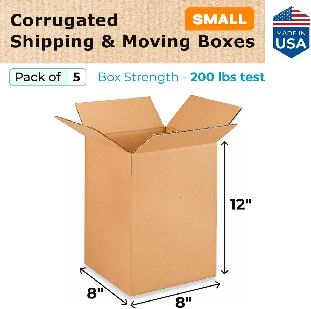 IDL Packaging Cajas de envío pequeñas de cartón corrugado de 8 pulgadas de largo x 8 pulgadas de ancho x 12 pulgadas de alto (paquete de 5) – Excelente elección de cajas de embalaje resistentes para