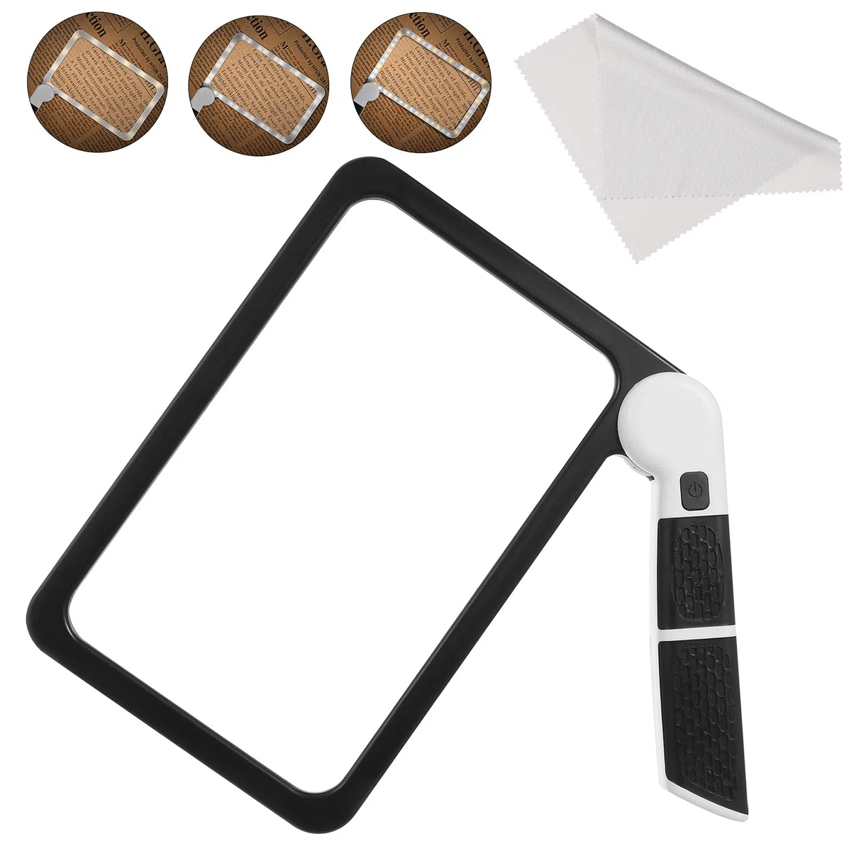 Lupa de Lectura Rectangular 5X Plegable de Mano Color Oscuro | Abs, Goma y Acrílico, Diseño Portátil Mango Abatible, Uso en Exploración Científica y Apreciación de Joyas