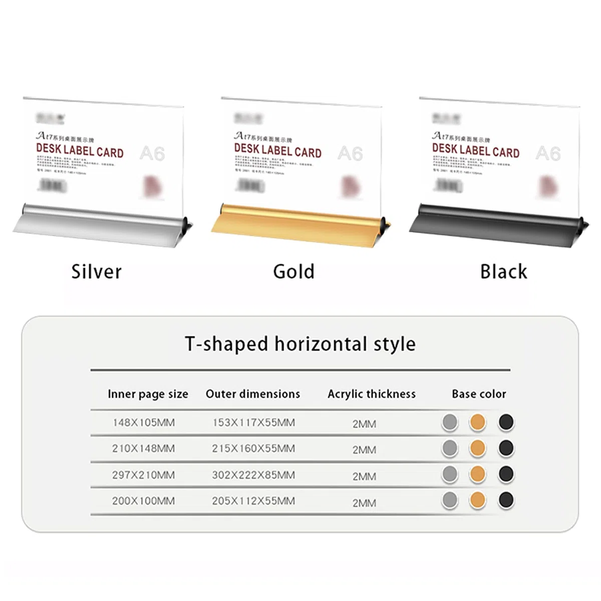 Soporte de menú mesa doble cara acrílico y aluminio | Oro/Plata/Negro A4/A5/A6 for menús y anuncios: Oficinas minoristas Cafés Hoteles(Vertical Black,210x297mm)
