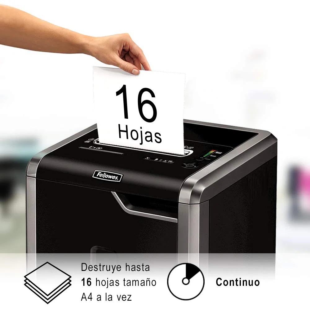 Fellowes 225Mi Destructora De Papel Microcorte Profesional, Corte De Alta Seguridad P-4 Para Oficina, Capacidad Hoja Alta Y Uso Intensivo Silencioso