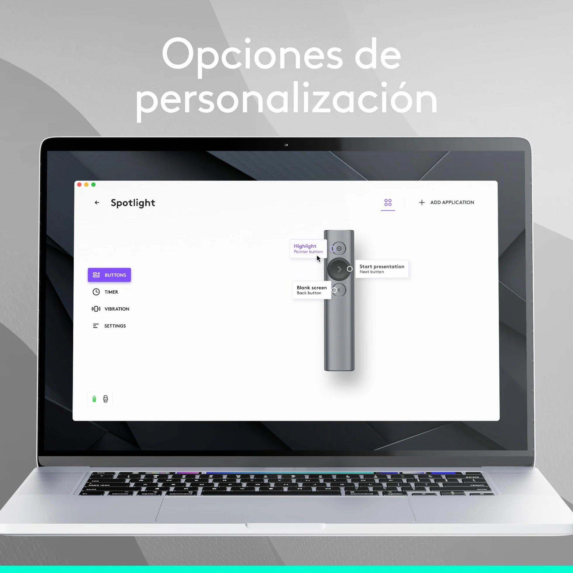 Logitech Spotlight Presentador Inalámbrico, 2.4 GHz y Bluetooth, Receptor USB, Puntero Láser Digital, Distancia de 30 Metros, Cronometro, PC/Mac/Android/iOS, Negro/Blanco
