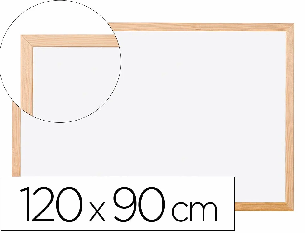 Pizarra blanca 120x90 cm en melamina con marco de madera