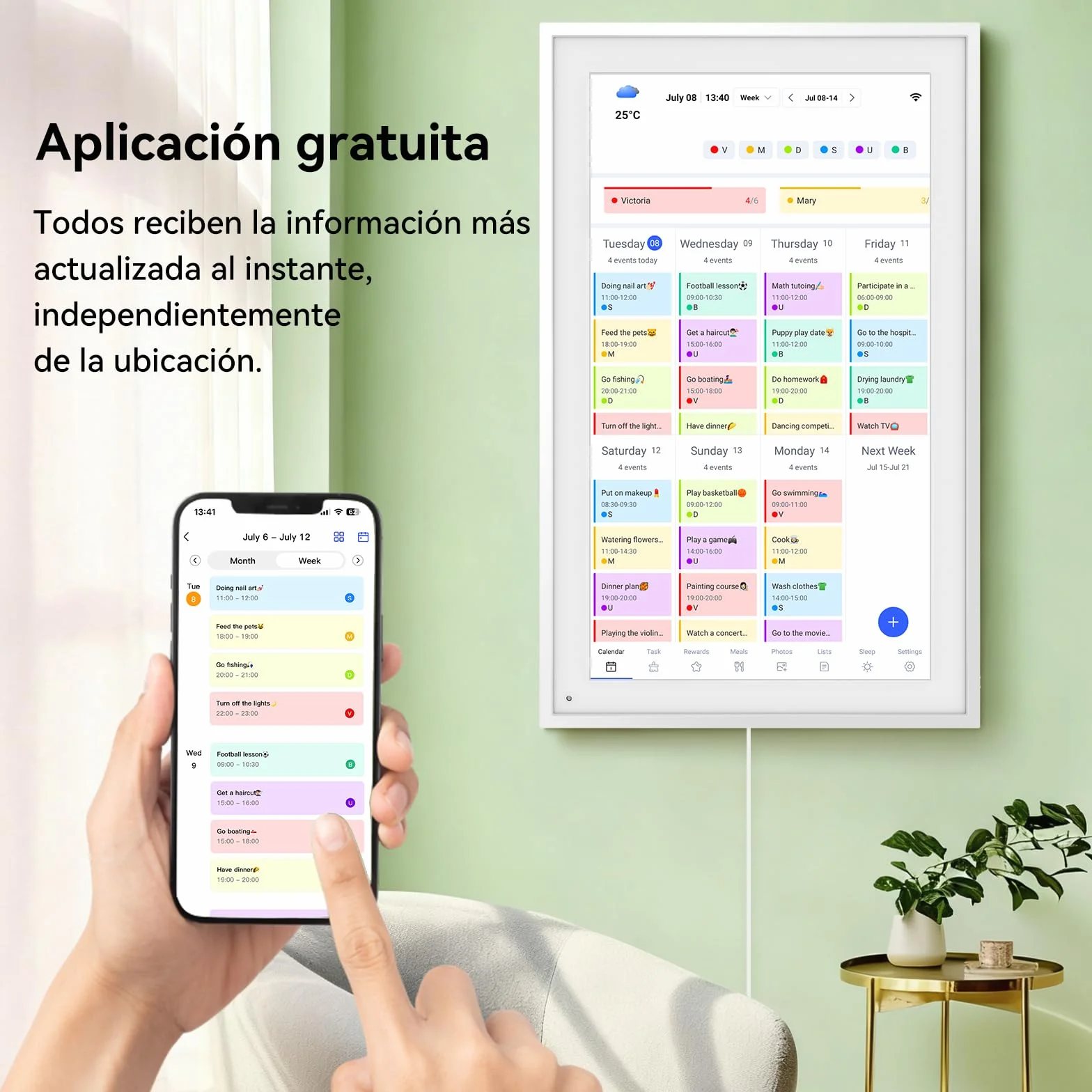 TABWEE Calendario Digital 15,6" - Calendario Electrónico para Organizador Familiar, Tabla de Tareas, Planificador de Comidas, Sistema de Recompensas (Marco de Fotos Digital)