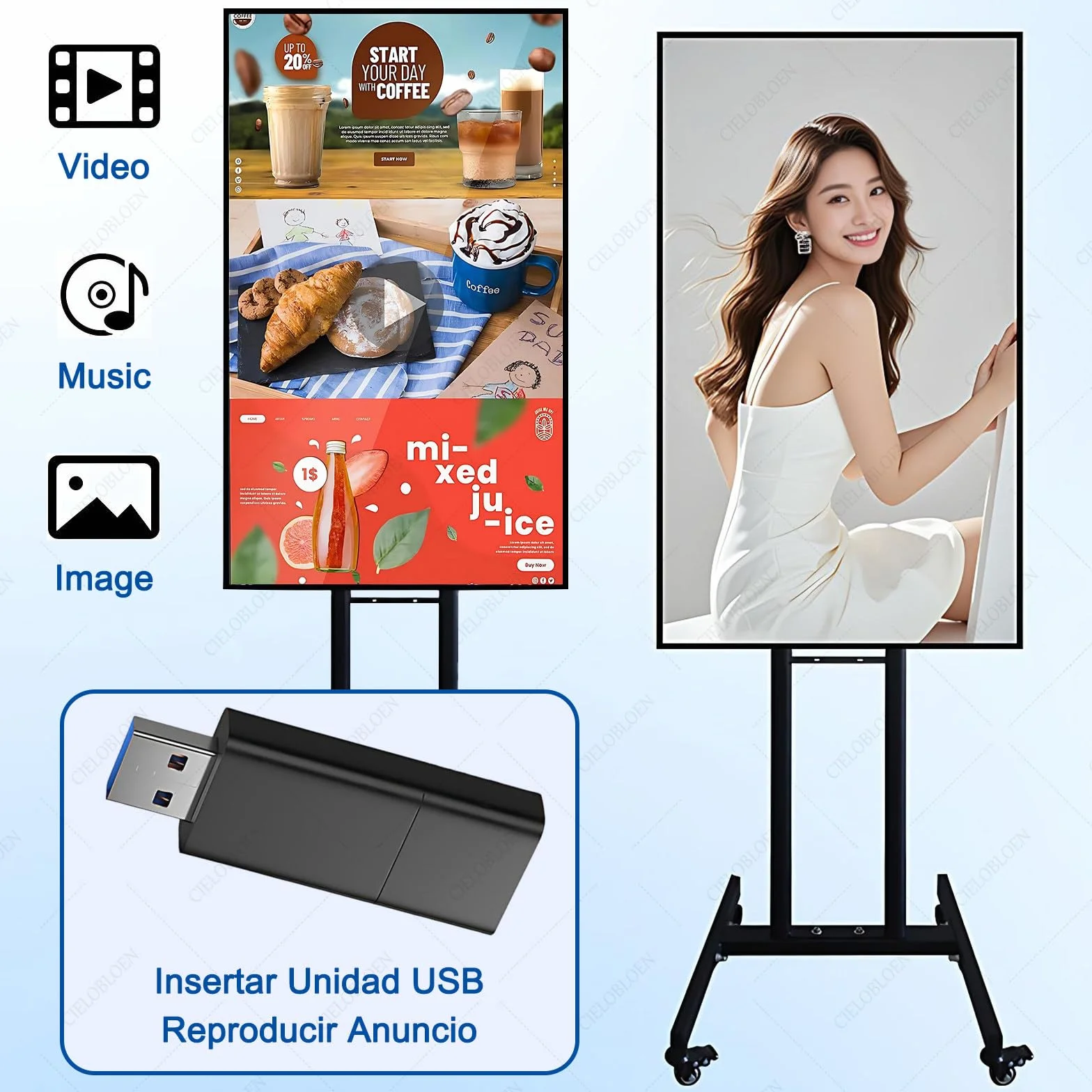 Pizarra Digital interactiva de 36 Pulgadas, 1080P, Dispositivo electrónico para reuniones, sin Pantalla táctil, para transmisión en Vivo, enseñanza y Publicidad, con conexión
