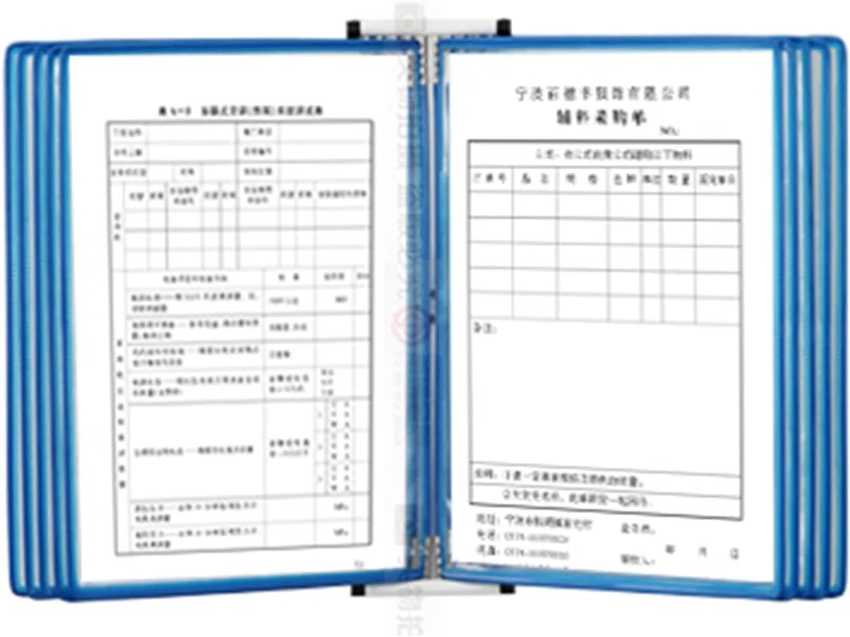Portadocumentos de pared, Sistema de visualización de panel de doble cara de 10, carpeta montada en la pared, archivador que pasa páginas, tamaño A4/carta, utilizado for mostrar menús/catálogos/inform