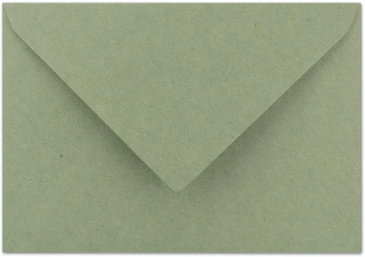 100 sobres DIN C5, 15,6 x 22 cm, de papel kraft en verde con forro de seda dorado, pegado en húmedo, de la serie UmWelt