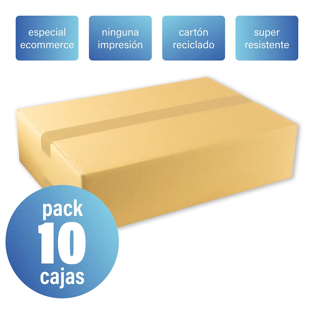 Pack 10 cajas Carton, 500x350x120 mm, Caja para Pedidos, Almacenaje, Envio, Paquetes, mudanza, Envios de Libros, Kit para mudanzas, grandes y baratas