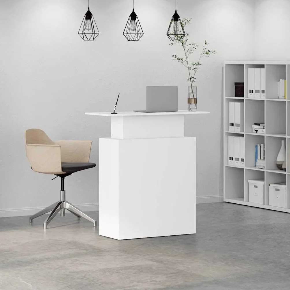 Genérico Mostrador de recepción Blanco 100x40x104 cm Madera de ingeniería,Mobiliario,Mobiliario de Oficina,Escritorios,859051